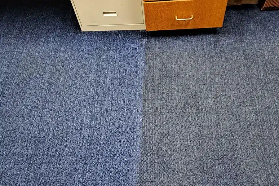 blue carpet next to gray carpet 